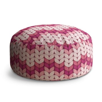 Taburet Circle Tříbarevné růžové pletení: 40x50 cm