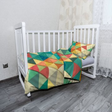 Mikroplyšové dětské povlečení do postýlky Trojúhelníky