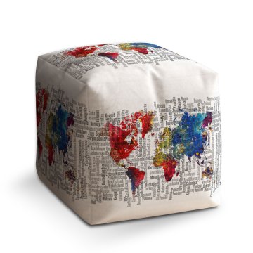 Taburet Cube Jména států: 40x40x40 cm