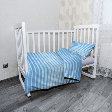 Mikroplyšové dětské povlečení do postýlky Světle modré pruhy