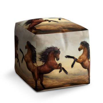 Taburet Cube Vzpínající se koně: 40x40x40 cm