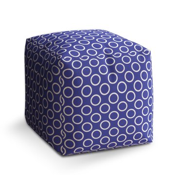 Taburet Cube Bílé kruhy na modré: 40x40x40 cm