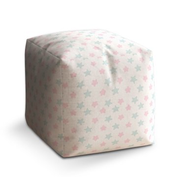 Taburet Cube růžové a modré hvězdy: 40x40x40 cm
