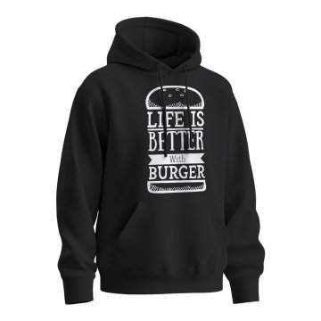 Mikina s potiskem Life is better with burger