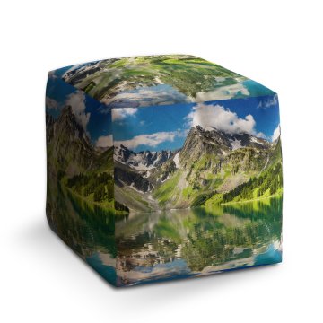 Taburet Cube Odraz hor na jezeře: 40x40x40 cm