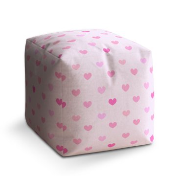 Taburet Cube Růžové srdce: 40x40x40 cm