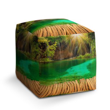 Taburet Cube Jezírko s vodopádem: 40x40x40 cm