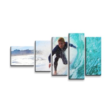 Obraz - 5-dílný Surfař na vlně
