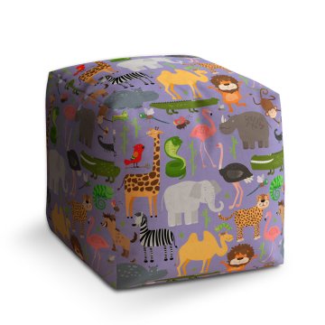 Taburet Cube Animované safari: 40x40x40 cm