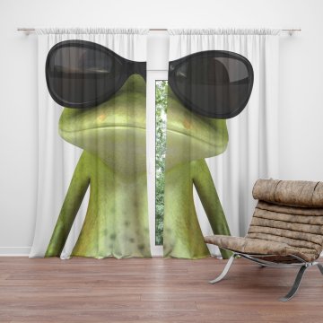 Závěs Žába v brýlích: 2ks 140x250cm