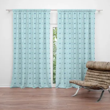 Závěs Srdce na modré: 2ks 140x250cm