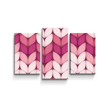 Obraz - 3-dílný Tříbarevné růžové pletení