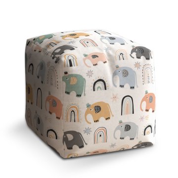 Taburet Cube Animovaní sloni: 40x40x40 cm