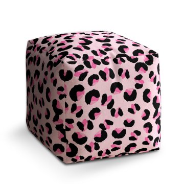Taburet Cube Růžový gepard: 40x40x40 cm