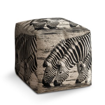 Taburet Cube Zebry u vody: 40x40x40 cm