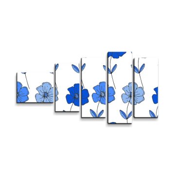 Obraz - 5-dílný Modré květiny