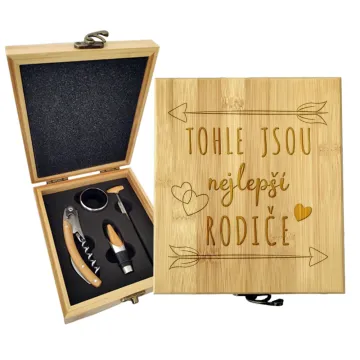 Dárková sada na víno Tohle jsou nejlepší rodiče: 147×168×49 mm