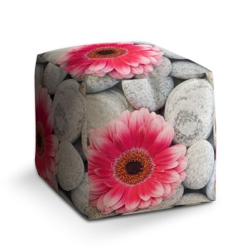Taburet Cube Gerbera na kamenech: 40x40x40 cm