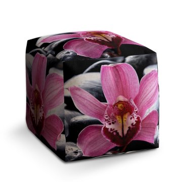 Taburet Cube Růžová orchidea: 40x40x40 cm
