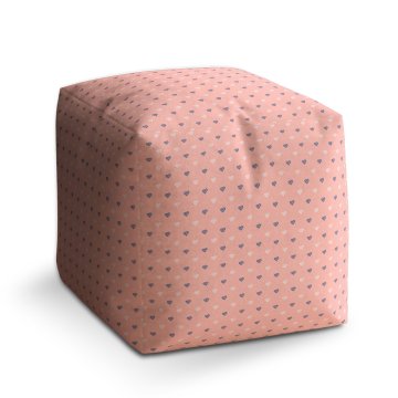 Taburet Cube Srdíčka na růžové: 40x40x40 cm