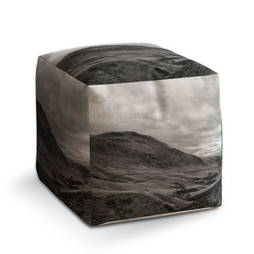 Taburet Cube Černobílé údolí: 40x40x40 cm