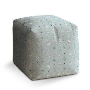Taburet Cube Modré a bílé lístky: 40x40x40 cm