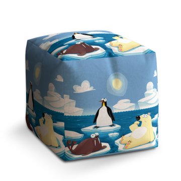 Taburet Cube Lední zvířátka: 40x40x40 cm