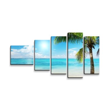 Obraz - 5-dílný Pláž s palmami