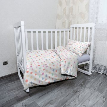 Mikroplyšové dětské povlečení do postýlky Různě barevné puntíky