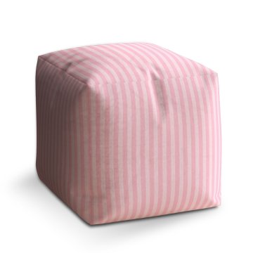 Taburet Cube Růžové pruhy: 40x40x40 cm
