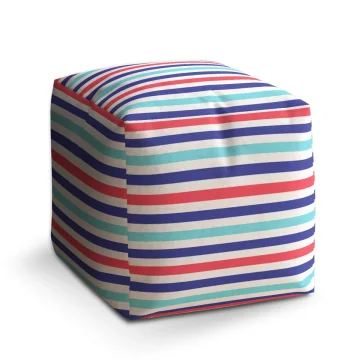 Taburet Cube Barevné veselé pruhy