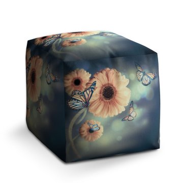 Taburet Cube Květinová abstrakce: 40x40x40 cm