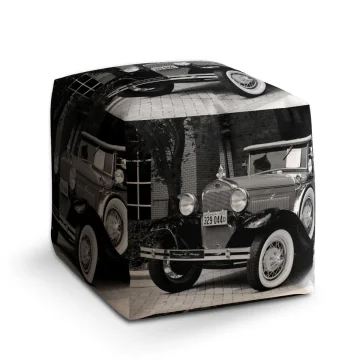 Taburet Cube Černobílý veterán
