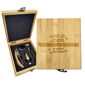 Dárková sada na víno Když Bůh stvořil přítelkyně: 147×168×49 mm