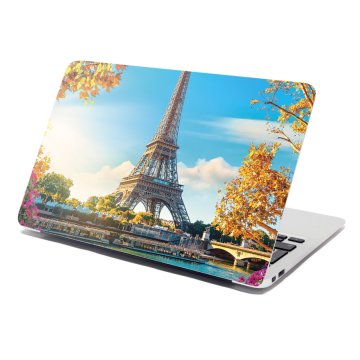 Samolepka na notebook Paříž Eifellova věž Flowers