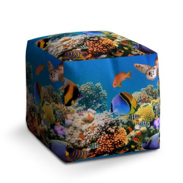 Taburet Cube Korálový útes: 40x40x40 cm