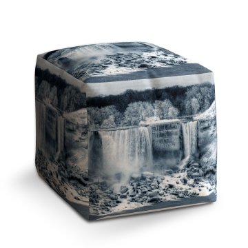 Taburet Cube Černobílý vodopád: 40x40x40 cm