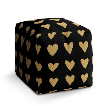Taburet Cube Zlatá srdíčka: 40x40x40 cm