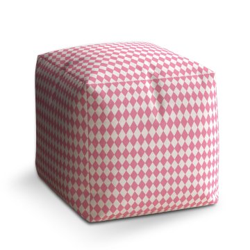 Taburet Cube Růžovobílé kosočtverce: 40x40x40 cm