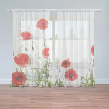 Záclony Vlčí máky: 2ks 150x250cm