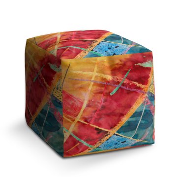 Taburet Cube Barevné čáry: 40x40x40 cm