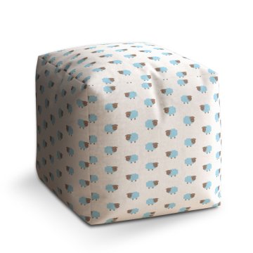 Taburet Cube Modré ovce: 40x40x40 cm