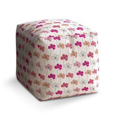 Taburet Cube Růžové kvítí: 40x40x40 cm