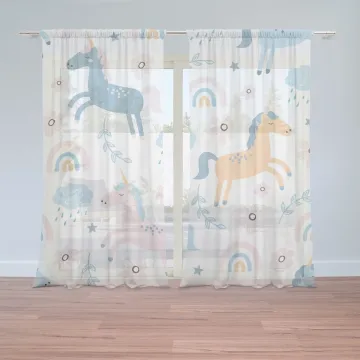 Záclony Duhoví jednorožci: 2ks 150x250cm