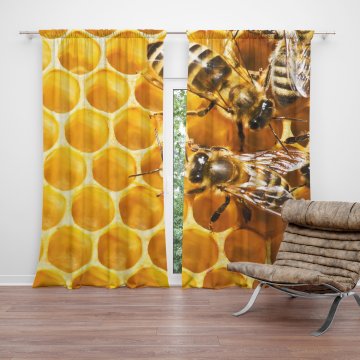 Závěs Včely: 2ks 140x250cm