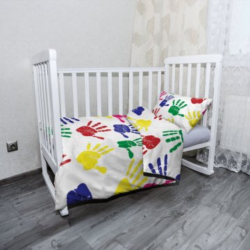 Mikroplyšové dětské povlečení do postýlky Barevné otisky