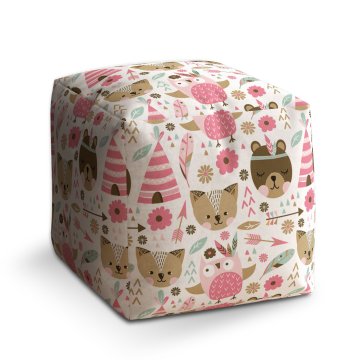 Taburet Cube Lesní zvířátka: 40x40x40 cm