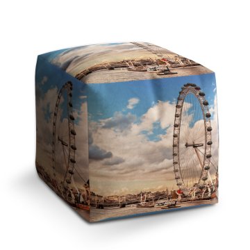 Taburet Cube London eye: 40x40x40 cm