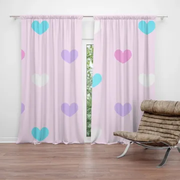 Závěs Srdce vedle srdce: 2ks 140x250cm