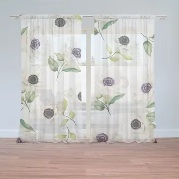Záclony Bílé sasanky: 2ks 150x250cm